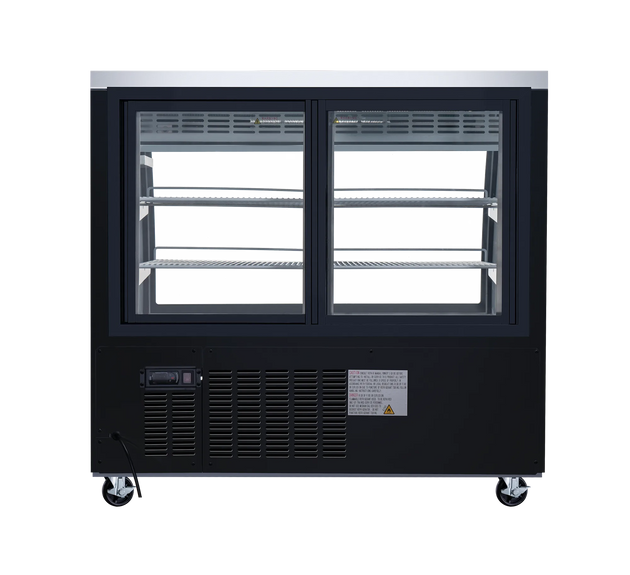 Omcan RS-CN-0120-B sliding door showcase angle view
