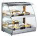 Omcan FW-CN-0100-C 25 inch countertop heated display case with two shelves and curved glass