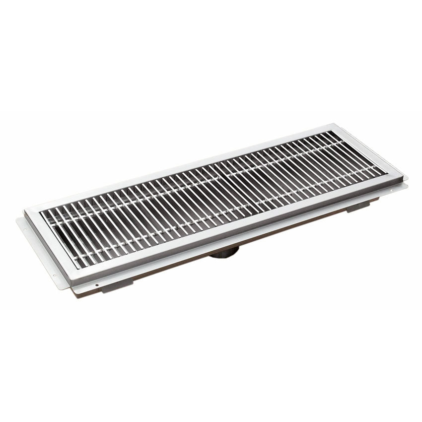 Omcan 44608 12 x 36 inch 304 stainless steel floor trough with grating