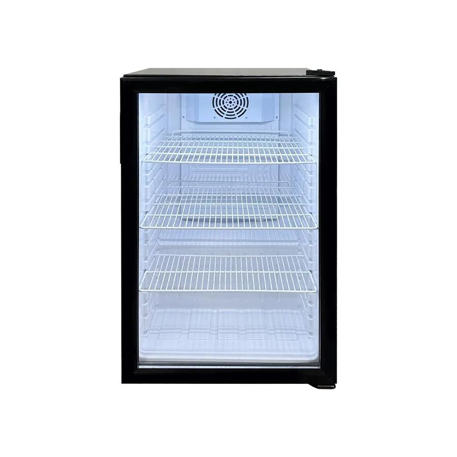 Omcan RS-CN-0098 19 inch black countertop display refrigerator with glass door