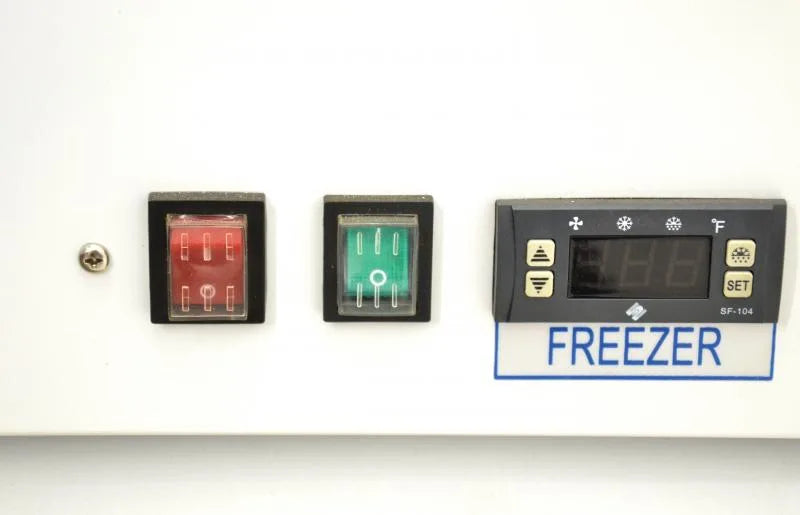 Omcan FR-CN-1250-HC white display freezer angled view