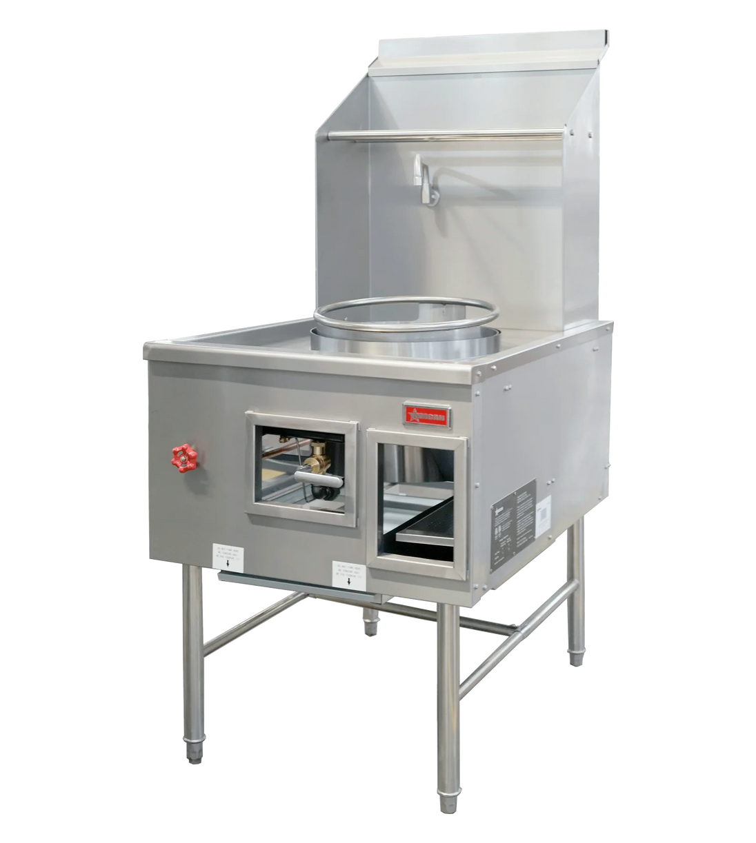 Omcan CE-CN-W1L0-NG single chamber natural gas wok range with 13 inch ring