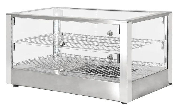 Omcan DW-CN-0080-L 28 inch two shelf square glass countertop display warmer