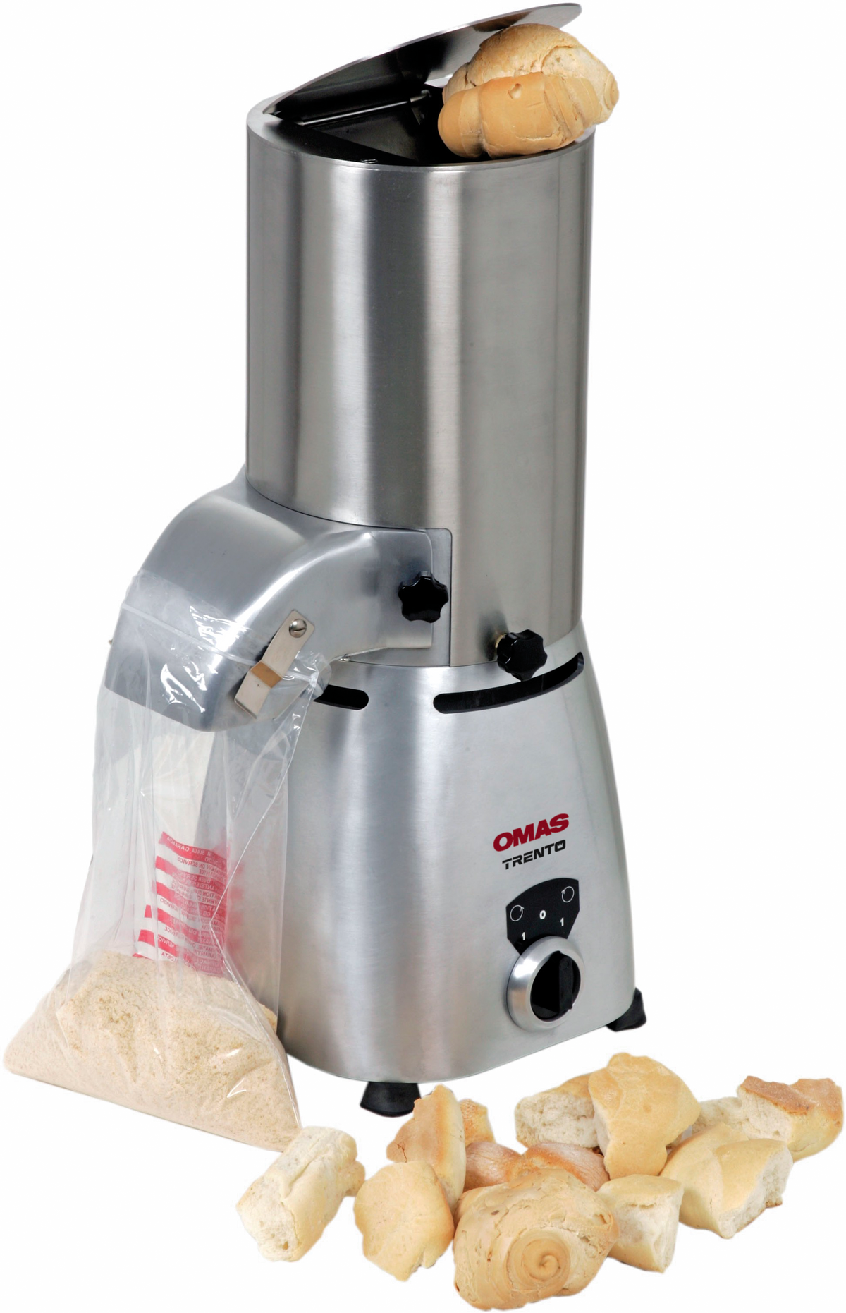 Omcan BG80E/N Trento Omas bread crumb grater machine with safety cover