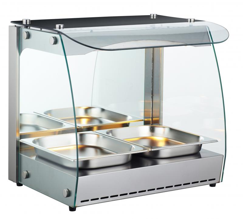 Omcan FW-CN-0066-C 22 inch countertop heated display case with curved glass