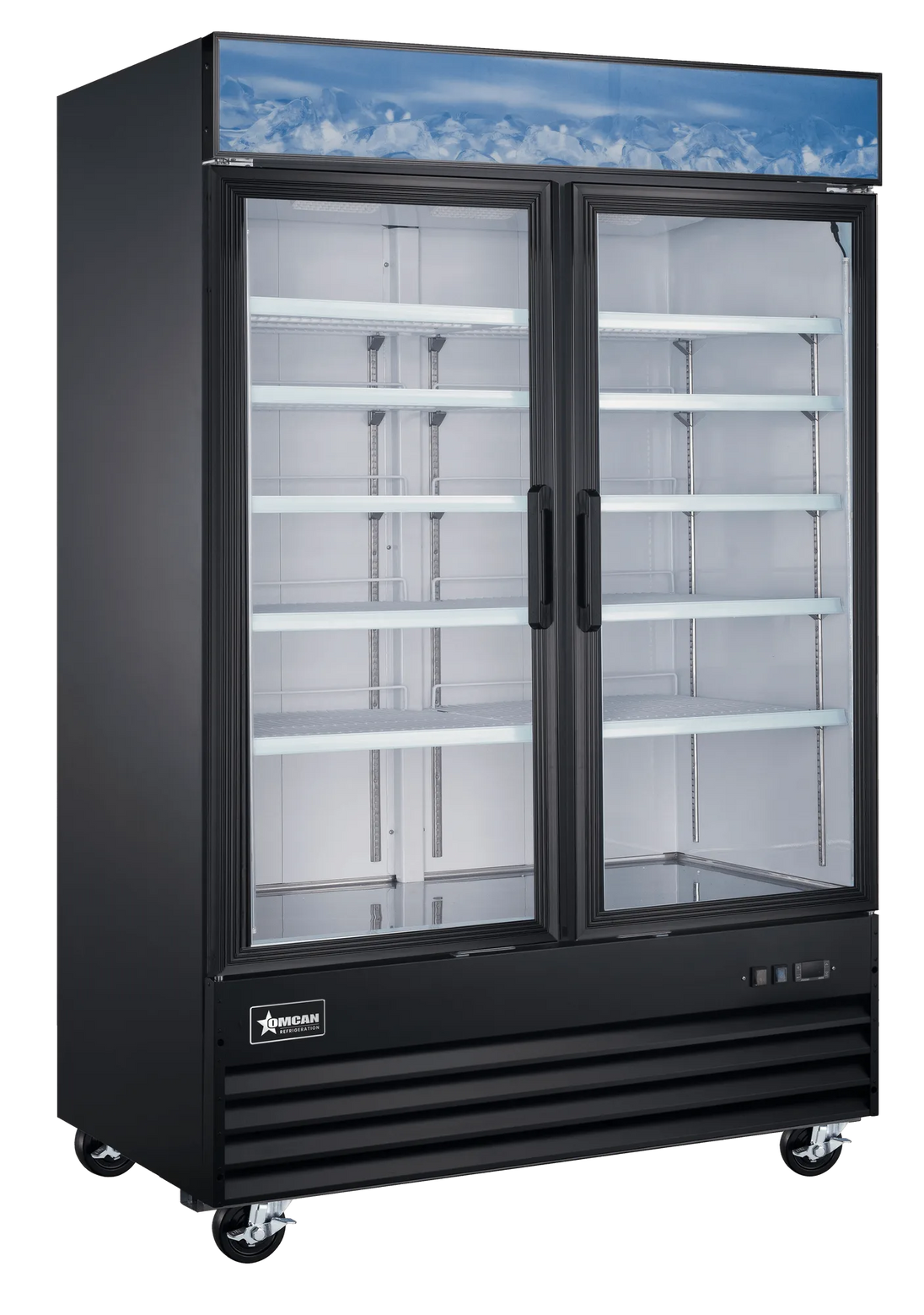 Omcan FR-CN-0045-HC-BK 53 inch black two glass door display freezer