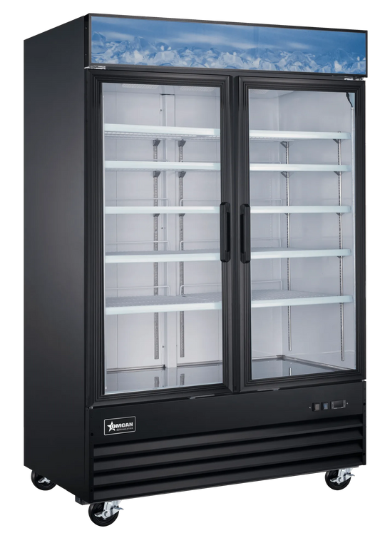 Omcan FR-CN-0045-HC-BK 53 inch black two glass door display freezer