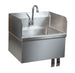Omcan 46512 fabricated stainless steel hand sink with knee valve and side splashes