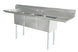 Omcan 25273 90 inch three tub stainless steel sink with two drainboards