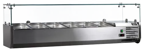 Omcan RS-CN-0006-P 59 inch refrigerated topping rail with glass guard