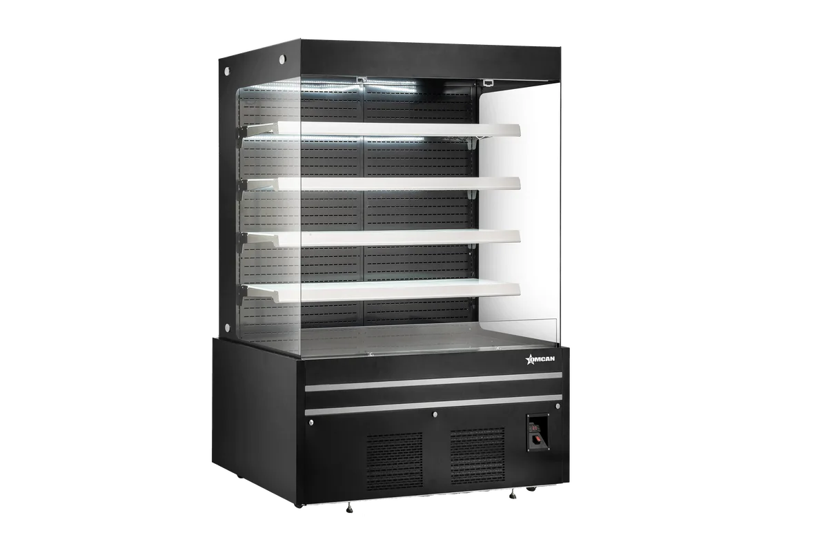 Omcan RS-CN-1800 72 inch black grab and go open front refrigerated showcase