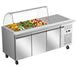 Omcan PT-CN-0071C 71 inch three door salad prep table with curved sneeze guard