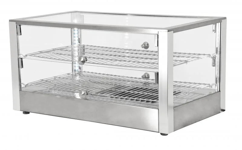 Omcan DW-CN-0080-L 28 inch two shelf square glass countertop display warmer