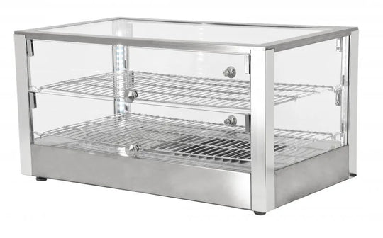 Omcan DW-CN-0080-L 28 inch two shelf square glass countertop display warmer
