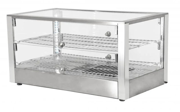 Omcan DW-CN-0080-L 28 inch two shelf square glass countertop display warmer