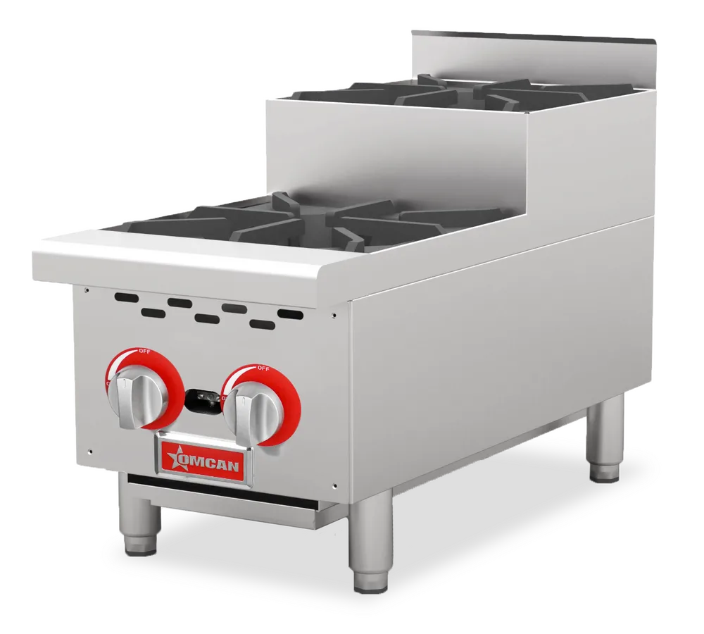 Omcan CE-CN-HP12-S 12 inch step up gas hot plate with two burners