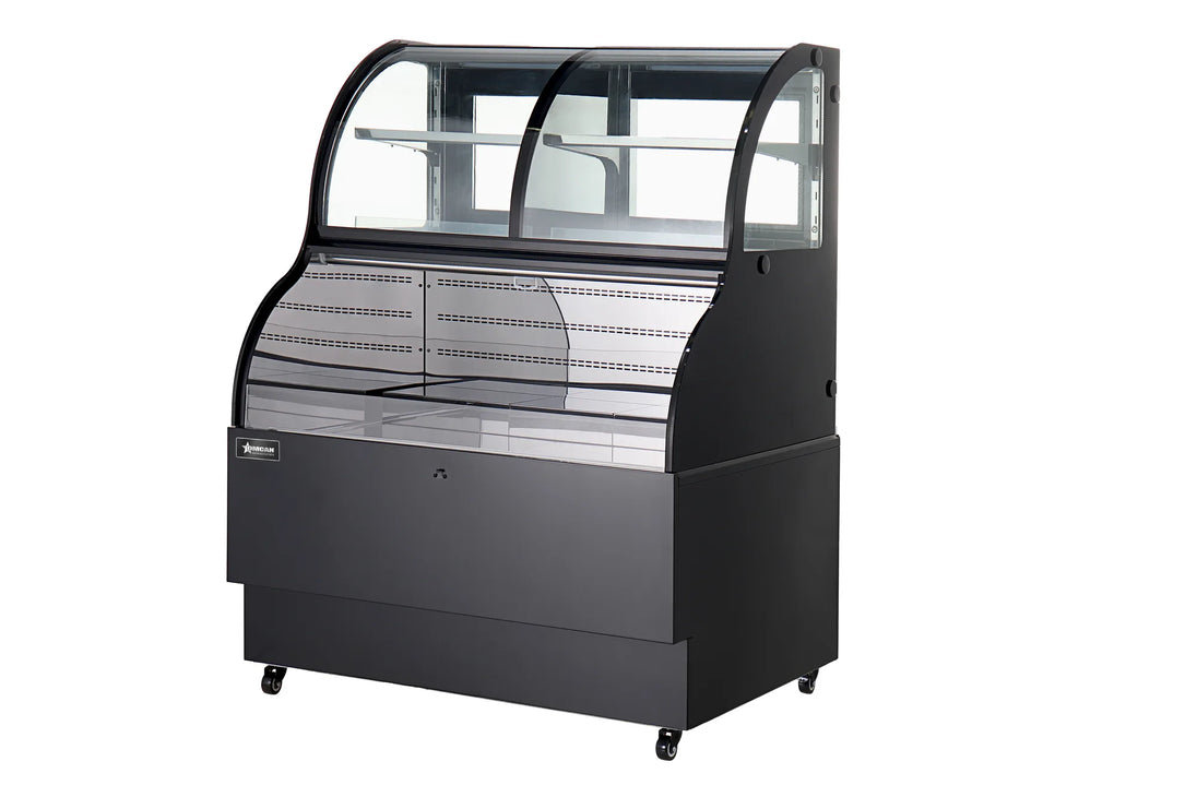 Omcan RS-CN-0348 36 inch black dual service open refrigerated floor display case