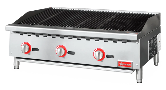 Omcan CE-CN-CB36-M 36 inch radiant gas charbroiler with three burners