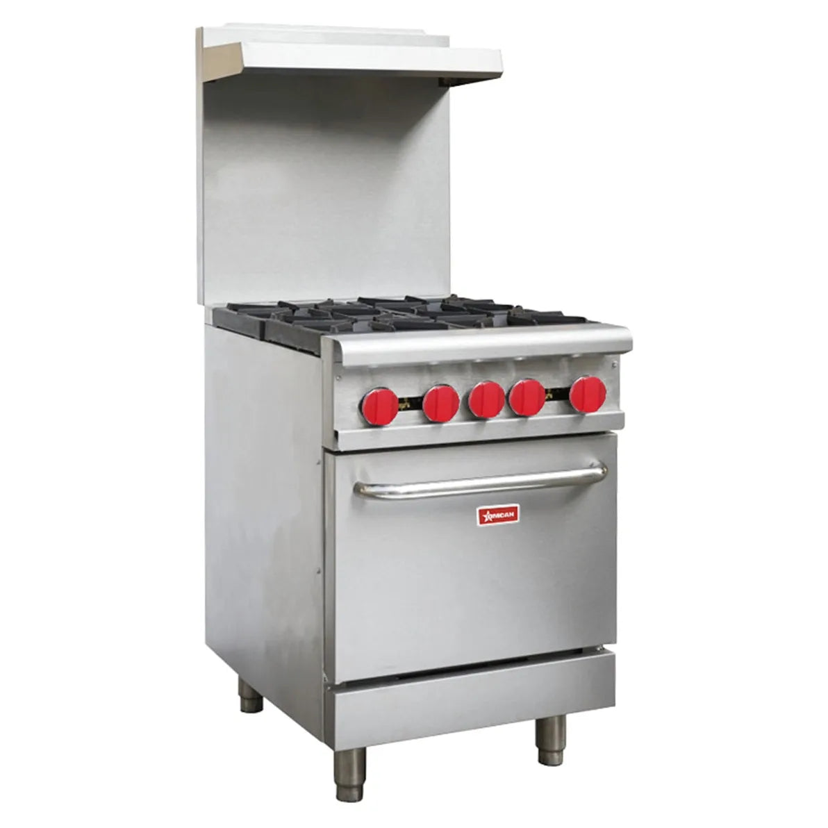 Omcan CE-CN-0609-R 24 inch natural gas commercial range with four burners and oven