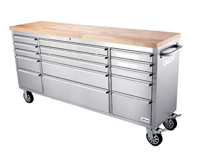 Omcan 48593 72 Inch mobile working bench with 15 drawers