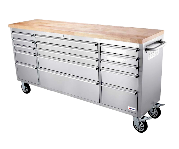 Omcan 48593 72 Inch mobile working bench with 15 drawers