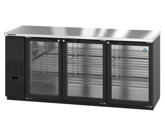 Hoshizaki BB80-G three-section glass door back bar refrigerator