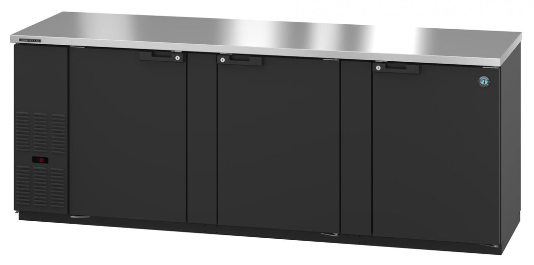 Hoshizaki BB95 three-section back bar refrigerator with solid doors