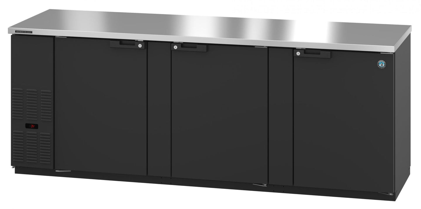 Hoshizaki BB95 three-section back bar refrigerator with solid doors