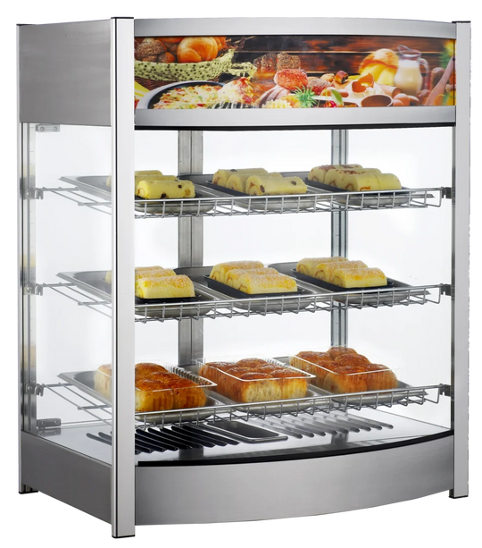BakeMax BMCBF25 25 Inch Heated Display Case Full Service Countertop Stainless Steel and Glass — BakeMax manufacturer photo, with product