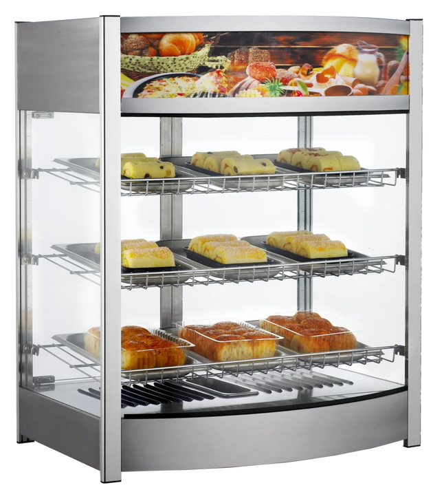 BakeMax BMCBF25 25 Inch Heated Display Case Full Service Countertop Stainless Steel and Glass — BakeMax manufacturer photo, with product
