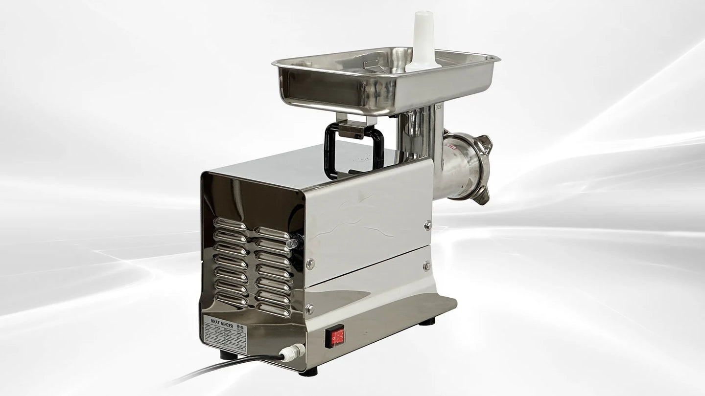 BakeMax BMMG005 2 HP Electric Meat Grinder #32 Hub Gear Drive Countertop — BakeMax manufacturer photo, back left view on white background