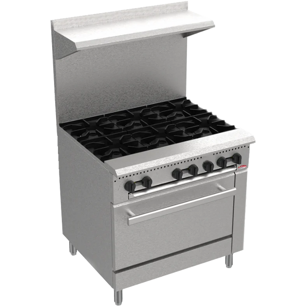 BakeMax BAS36O 36 Inch Gas Range with 6 Burners 30000 BTU Standard Oven — BakeMax manufacturer photo, burner gas range with bakery oven