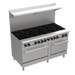 BakeMax BAS60O 60 Inch Gas Range with 10 Open Cast Iron Burners and 2 Ovens — BakeMax manufacturer photo, burner gas range and two bakery ovens