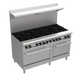 BakeMax BAS60O 60 Inch Gas Range with 10 Open Cast Iron Burners and 2 Ovens — BakeMax manufacturer photo, burner gas range and two bakery ovens