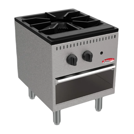 BakeMax BASPS001 18 Inch Gas Stock Pot Heavy Single Burner 90,000 BTU - Commercial Ranges — BakeMax manufacturer photo, single burner gas stock pot