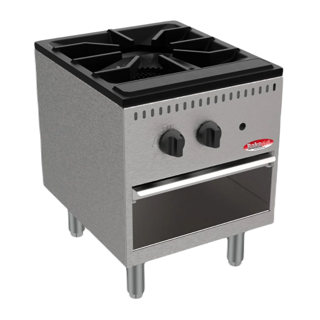 BakeMax BASPS001 18 Inch Gas Stock Pot Heavy Single Burner 90,000 BTU - Commercial Ranges — BakeMax manufacturer photo, single burner gas stock pot