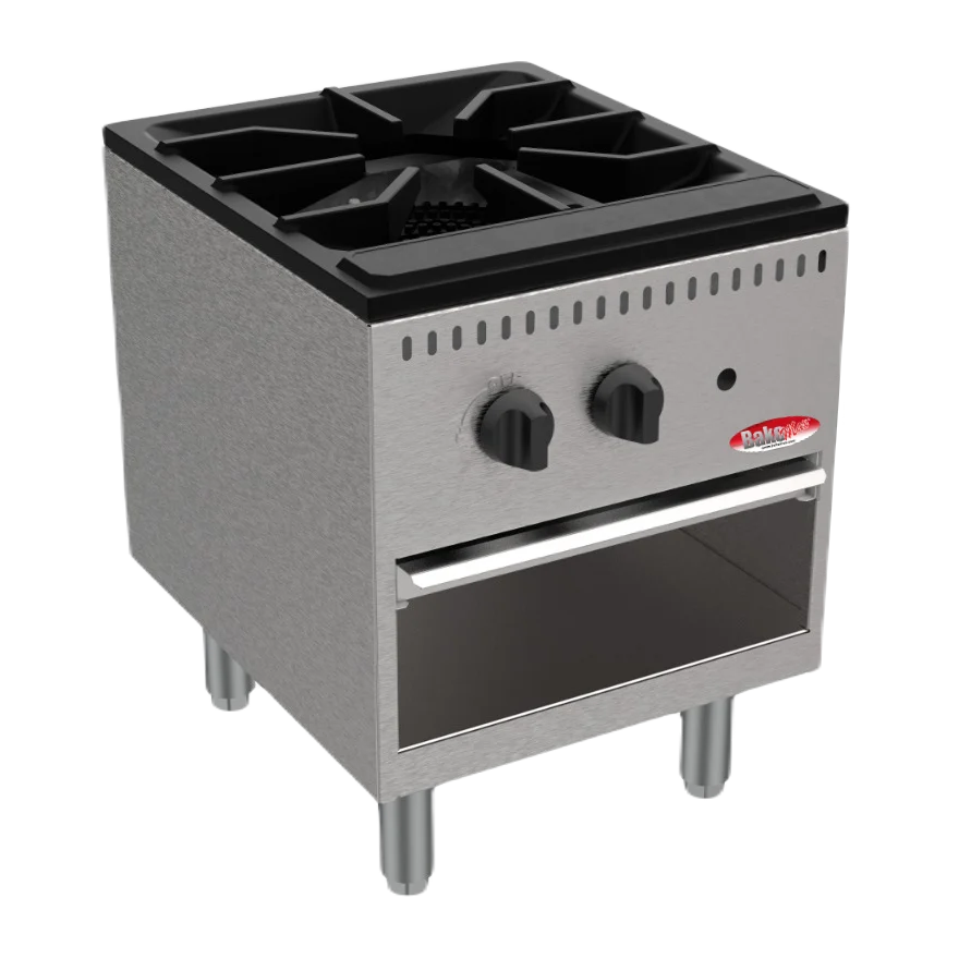 BakeMax BASPS001 18 Inch Gas Stock Pot Heavy Single Burner 90,000 BTU - Commercial Ranges — BakeMax manufacturer photo, single burner gas stock pot