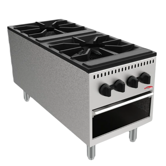 BakeMax BASPS002 18 Inch Gas Stock Pot Heavy Double Burner 180000 BTU — BakeMax manufacturer photo, double burner gas stock pot