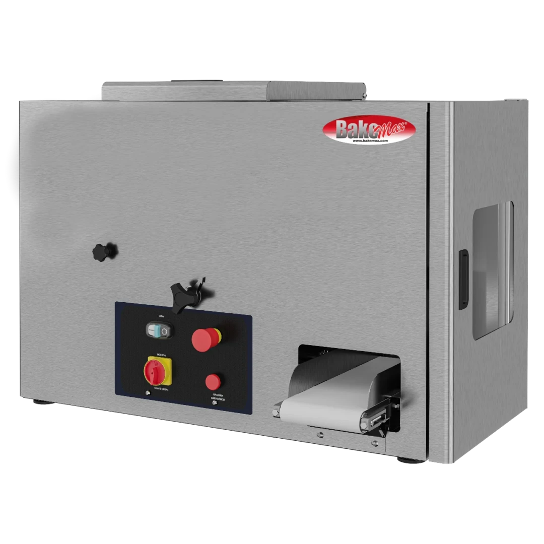 BakeMax BMCCD01 26 Inch Countertop Dough Divider with Four Scaling Cones — BakeMax manufacturer photo, countertop continuous automatic dough divider