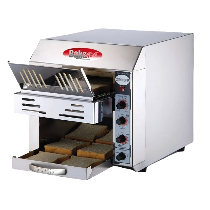 BakeMax BMCT305 15 Inch Conveyor Toaster Electric with Quartz Elements — BakeMax manufacturer photo, conveyor toaster with toast