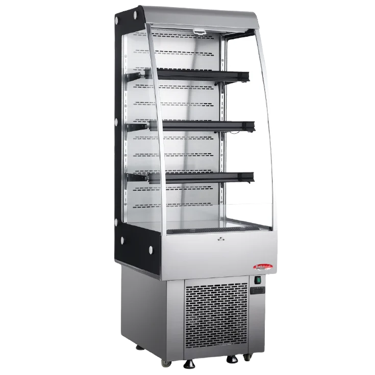 BakeMax BMGG024 24 Inch Refrigerated Floor Display with LED Lights and 3 Shelves — BakeMax manufacturer photo, floor model refrigerated display case