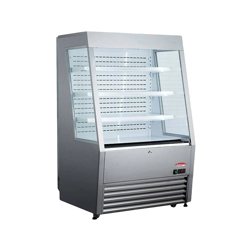 BakeMax BMGGS36 36 Inch Grab and Go Refrigerated Floor Display Stainless Steel — BakeMax manufacturer photo, stainless floor model refrigerated display case