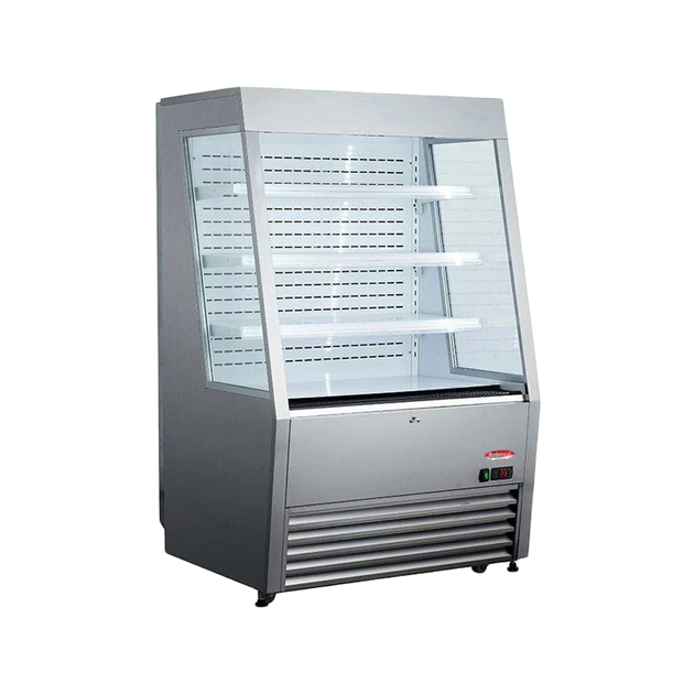 BakeMax BMGGS36 36 Inch Grab and Go Refrigerated Floor Display Stainless Steel — BakeMax manufacturer photo, stainless floor model refrigerated display case