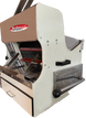 BakeMax BMSS001 15 Inch Max Length Manual Controls Bread Slicer Countertop — BakeMax manufacturer photo, front view with blade cage and crumb drawer