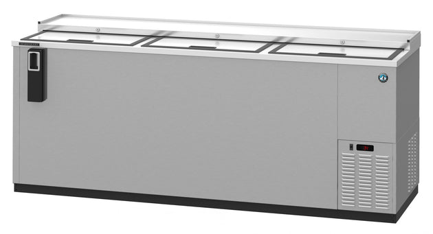 Hoshizaki CC80-S stainless steel three-section back bar bottle cooler with slide top doors