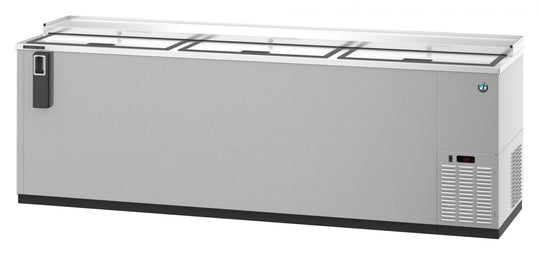 Hoshizaki CC95-S stainless steel three-section back bar bottle cooler with slide top doors