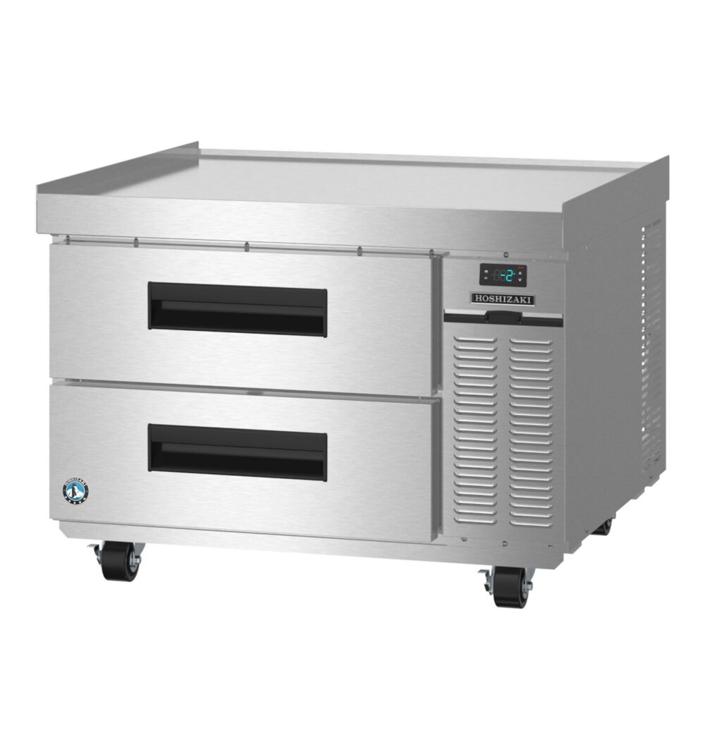 Hoshizaki CF36B 36 inch stainless steel chef base freezer with right side condenser