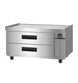 Hoshizaki CF49B 49 inch Steelheart chef base freezer, left three-quarter view with two stainless steel drawers
