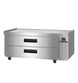 Hoshizaki CF60B 60 inch Steelheart chef base freezer, left three-quarter view with two stainless steel drawers