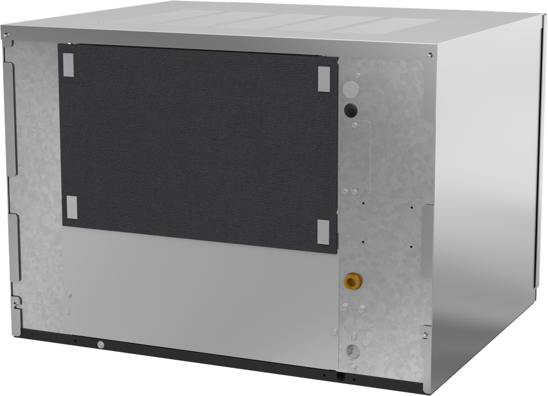 Ice-O-Matic CIM0636HA90 modular ice machine head, Elevation Series half cube, rear left angle view